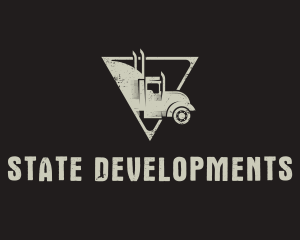 Retro Trailer Truck Triangle logo design