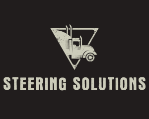 Retro Trailer Truck Triangle logo design