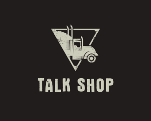 Retro Trailer Truck Triangle logo design