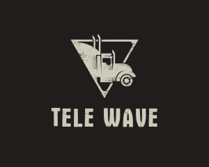 Retro Trailer Truck Triangle logo design