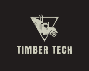 Retro Trailer Truck Triangle logo design