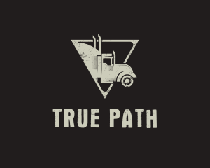 Retro Trailer Truck Triangle logo design