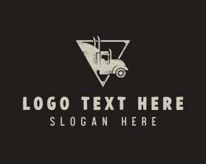 Retro Trailer Truck Triangle logo