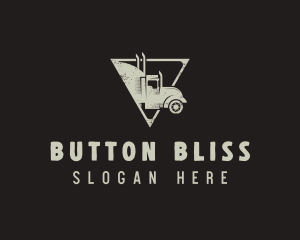 Retro Trailer Truck Triangle logo design