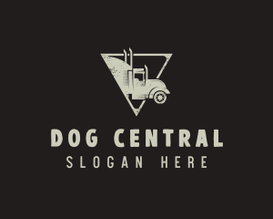 Retro Trailer Truck Triangle logo design