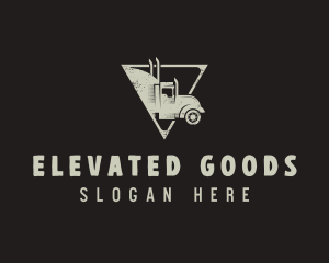 Retro Trailer Truck Triangle logo design