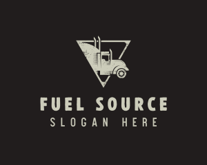 Retro Trailer Truck Triangle logo design