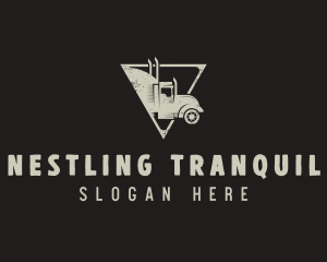 Retro Trailer Truck Triangle logo design