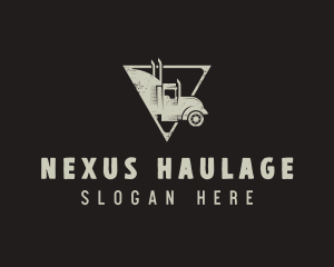 Retro Trailer Truck Triangle logo design