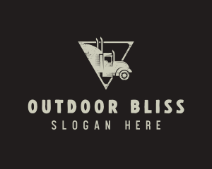 Retro Trailer Truck Triangle logo design