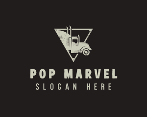 Retro Trailer Truck Triangle logo design