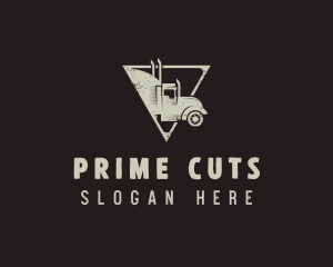 Retro Trailer Truck Triangle logo design