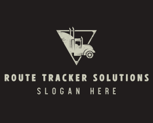 Retro Trailer Truck Triangle logo design