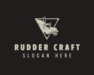 Retro Trailer Truck Triangle logo design