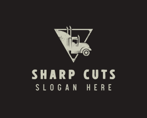 Retro Trailer Truck Triangle logo design