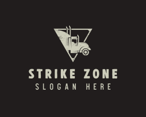 Retro Trailer Truck Triangle logo design