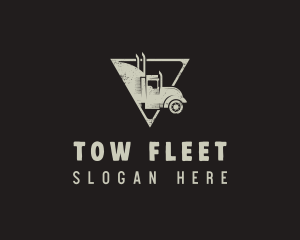 Retro Trailer Truck Triangle logo