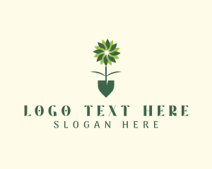 Flower Plant Shovel Logo