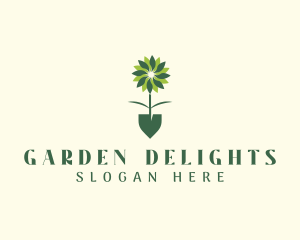 Flower Plant Shovel logo design