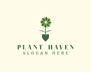 Flower Plant Shovel logo design