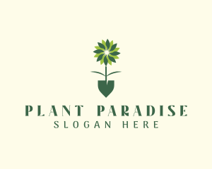 Flower Plant Shovel logo design