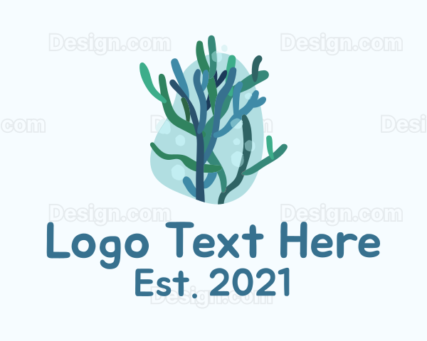 Marine Seaweed Plant Logo