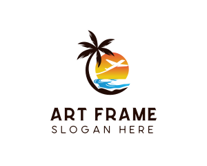 Airplane Palm Tree Beach logo design