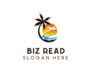 Airplane Palm Tree Beach logo design