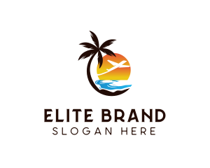 Airplane Palm Tree Beach logo