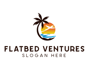 Airplane Palm Tree Beach logo design