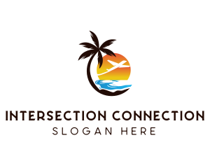 Airplane Palm Tree Beach logo design