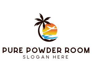 Airplane Palm Tree Beach logo design