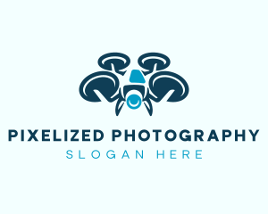 Quadcopter Videographer Drone logo design