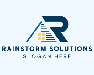 Blue House Letter R logo design