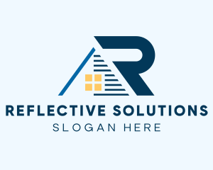 Blue House Letter R logo design