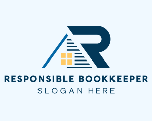 Blue House Letter R logo design