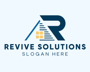 Blue House Letter R logo design