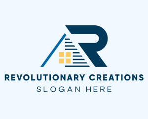 Blue House Letter R logo design