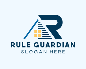 Blue House Letter R logo design