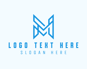Geometric Monoline Letter M Business logo design