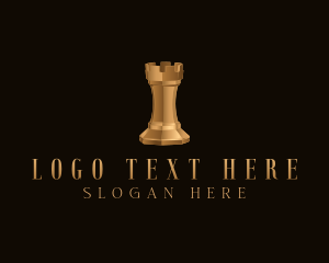 Gold Rook Chess Piece logo