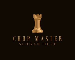 Gold Rook Chess Piece logo design