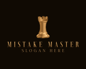 Gold Rook Chess Piece logo design