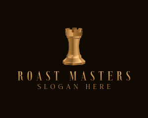 Gold Rook Chess Piece logo design