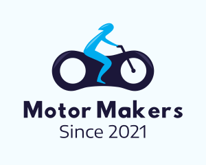 Blue Futuristic Motorbike logo