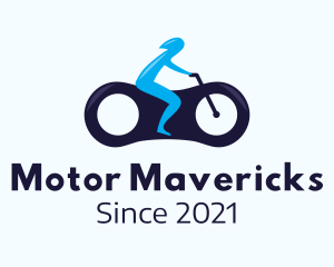 Blue Futuristic Motorbike logo design