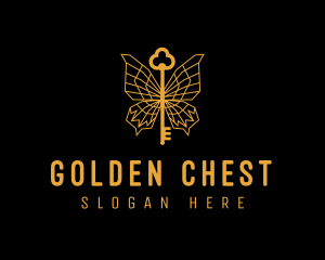 Golden Luxe Butterfly Key logo design