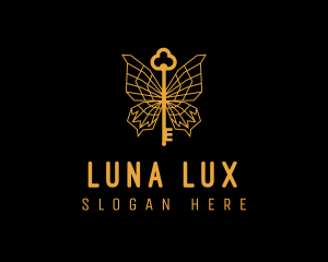 Golden Luxe Butterfly Key logo design