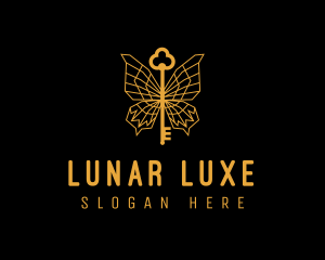 Golden Luxe Butterfly Key logo design