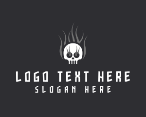 Hot Burning Skull  Logo